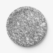 Silver Glitter Glam Papieren Bordje (Voorkant)