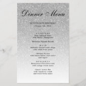 Silver Glitter Glam Party Menu (Voorkant)