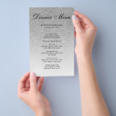 Silver Glitter Glam Party Menu (Hand)