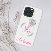 Silver Glitter Glam Ring Mrs Bride Initiaal Name Case-Mate iPhone Case