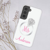Silver Glitter Glam Ring Mrs Bride Initiaal Name Samsung Galaxy Hoesje