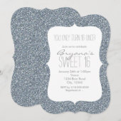 Silver Glitter Glam Sweet 16 Birthday-uitnodiginge Kaart (Voorkant / Achterkant)