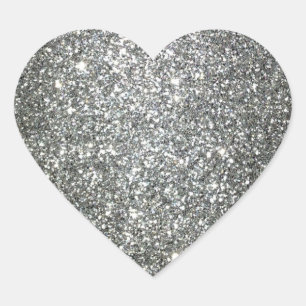 Silver Glitter Glamour Hart Sticker