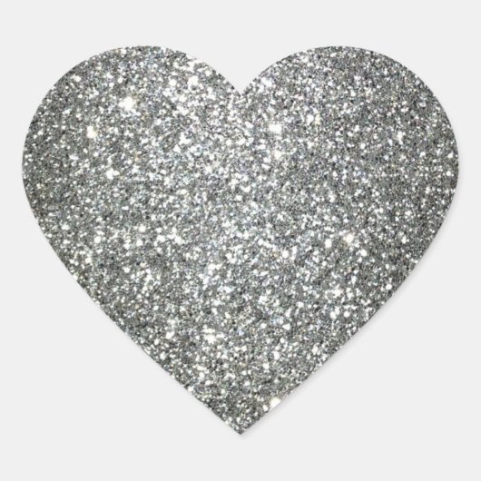 Silver Glitter Glamour Hart Sticker (Voorkant)