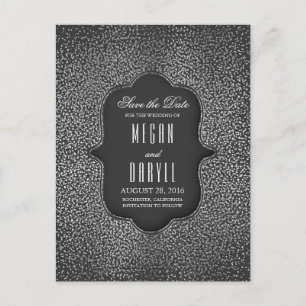 Silver Glitter Glamour  Save the Date Aankondigingskaart