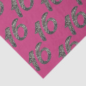 Silver Glitter Glittery 16 Zestien 16e verjaardag Tissuepapier (Detail)