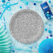 Silver Glitter Glitz Papieren Bordje (Feest)