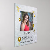 Silver Glitter Gold Balloons Happy Birthday Folie Afdrukken (Laagn)