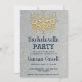 Silver Glitter Gold Chandelier Party Invitation Kaart (Voorkant)