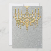 Silver Glitter Gold Chandelier Party Invitation Kaart (Achterkant)