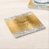 Silver Glitter Gold Foil 21st Birthday Kartonnen Onderzetters (Schuin)