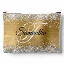 Silver Glitter Gold Foil Fancy Monogram