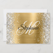 Silver Glitter Gold Foil Monogram 50e verjaardag Kaart (Achterkant)