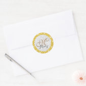Silver Glitter Gold Jewel Lijst Monogram Ronde Sticker (Envelop)