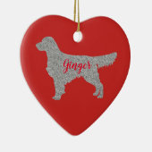 Silver Glitter Golden Retriever kerstversiering Keramisch Ornament (Rechts)