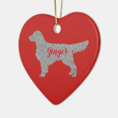 Silver Glitter Golden Retriever kerstversiering Keramisch Ornament (Links)