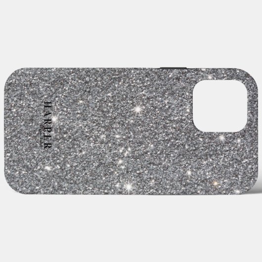 Silver Glitter Gradient Custom Name Case-Mate iPhone Case (Achterkant (horizontaal))