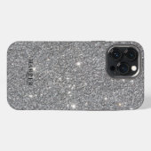 Silver Glitter Gradient Custom Name iPhone Hoesje (Achterkant horizontaal)