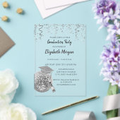 Silver Glitter Graduation Cap, Disco Ball Confetti Acryl Uitnodigingen (Insitu (Huwelijk))