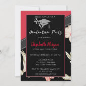 Silver Glitter Graduation Cap, Flowers Kaart (Voorkant)