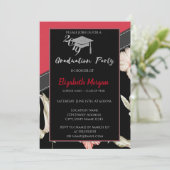 Silver Glitter Graduation Cap, Flowers Kaart (Staand voorkant)