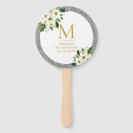 Silver Glitter Gray Floral Monogram Handwaaier