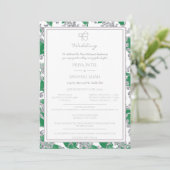 Silver Glitter Green Floral Punjabi Sikh Ek Onkar Kaart (Staand voorkant)