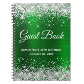 Silver Glitter Green Folie 30th Birthday Guestbook Notitieboek (Voorkant)