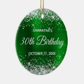 Silver Glitter Green Folie 30th Birthday Keramisch Ornament (Rechts)