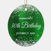 Silver Glitter Green Folie 30th Birthday Keramisch Ornament (Links)
