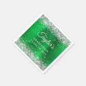 Silver Glitter Green Folie Afstuderen Servet (Hoek)