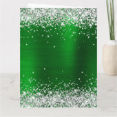 Silver Glitter Green Folie Big Happy Birthday Kaart (Achterkant)