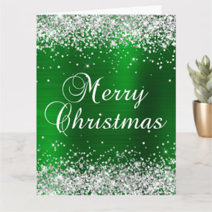 Silver Glitter Green Folie Big Merry kerst Kaart