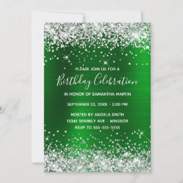 Silver Glitter Green Folie Birthday Celebration Kaart