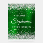 Silver Glitter Green Folie Sweet Sixteen Welkom Acryl Bord (Voorkant)