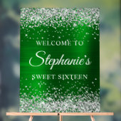 Silver Glitter Green Folie Sweet Sixteen Welkom Acryl Bord (Neutraal)