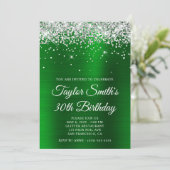 Silver Glitter Green Glam 30e verjaardag Kaart (Staand voorkant)