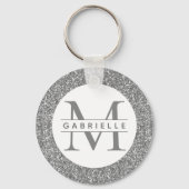 Silver Glitter Grey Initialen Name Sleutelhanger (Voorkant)