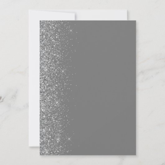 Silver Glitter Grijs Sla de datum op Aankondiging (Achterkant)