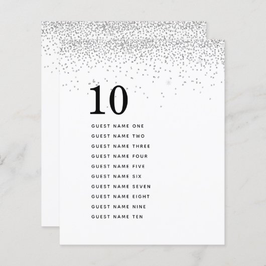 Silver Glitter Guest Names Table Number (Voorkant / Achterkant)