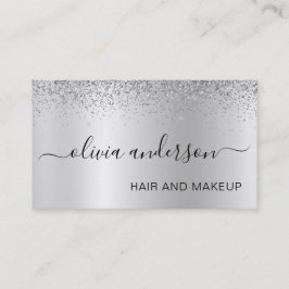 Silver Glitter Hair Makeup Salon Metallic Visitekaartje