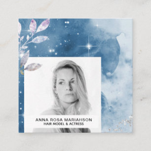 *~* Silver Glitter Hair Model Actress Stars FOTO Vierkante Visitekaartje