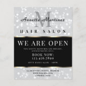 Silver glitter hair salon flyer (Achterkant)