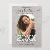 Silver Glitter Halo Photo Collage Afstuderen Kaart (Voorkant)