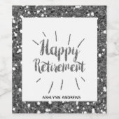 Silver Glitter Happy Retirement Wijn Etiket (Enkel label)