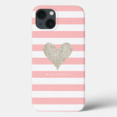 Silver Glitter Heart Case-Mate iPhone Case (Achterkant)