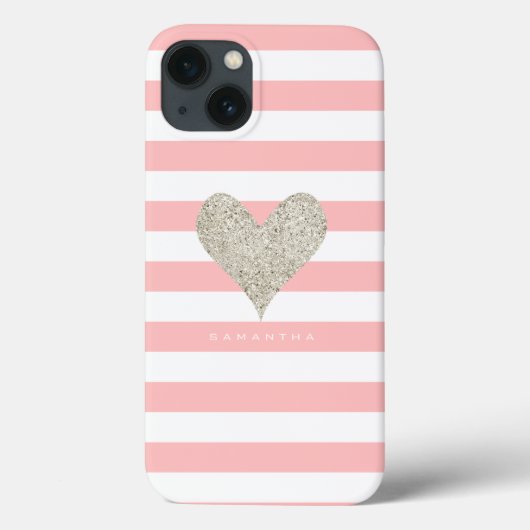 Silver Glitter Heart Case-Mate iPhone Case (Achterkant)