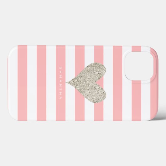 Silver Glitter Heart Case-Mate iPhone Case (Achterkant (horizontaal))