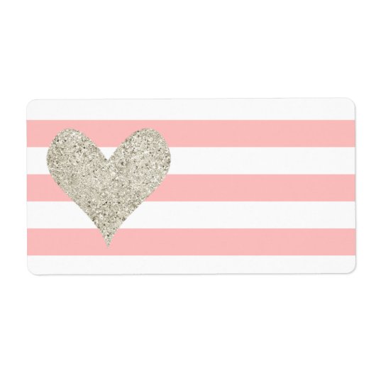 Silver Glitter Heart Etiket (Voorkant)