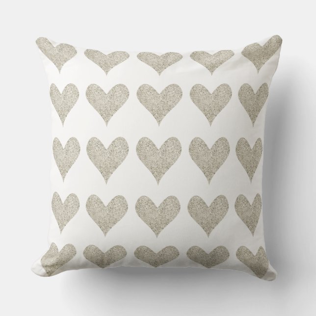Silver Glitter Heart Kussen (Voorkant)